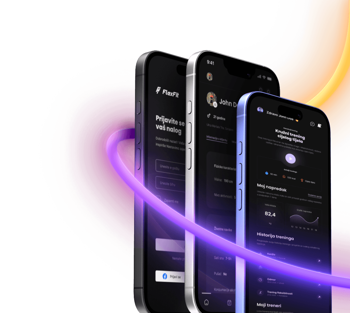 FlexFit mobilna aplikacija interfejs